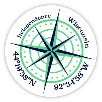 Independence Wisconsin 2-Inch Vinyl Decal Sticker Latitude Longitude Compass Design
