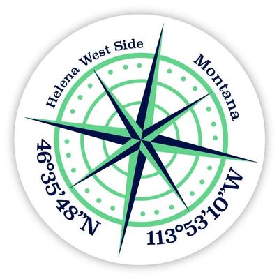 Helena West Side Montana 2-Inch Vinyl Decal Sticker Latitude Longitude Compass Design