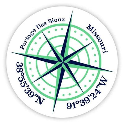 Portage Des Sioux Missouri 2-Inch Vinyl Decal Sticker Latitude Longitude Compass Design