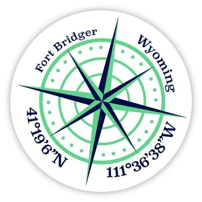 Fort Bridger Wyoming 2-Inch Vinyl Decal Sticker Latitude Longitude Compass Design