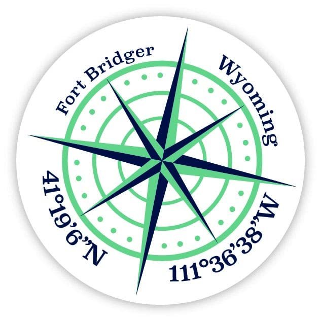 Fort Bridger Wyoming 2-Inch Vinyl Decal Sticker Latitude Longitude Compass Design