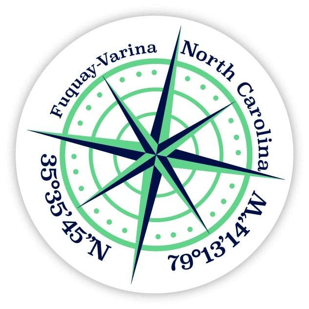 Fuquay-Varina North Carolina 2-Inch Vinyl Decal Sticker Latitude Longitude Compass Design