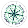 Lake Wissota Wisconsin 2-Inch Vinyl Decal Sticker Latitude Longitude Compass Design view 1