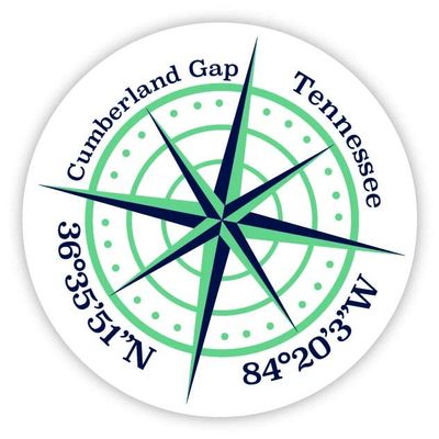 Cumberland Gap Tennessee 4-Inch Vinyl Decal Sticker Latitude Longitude Compass Design