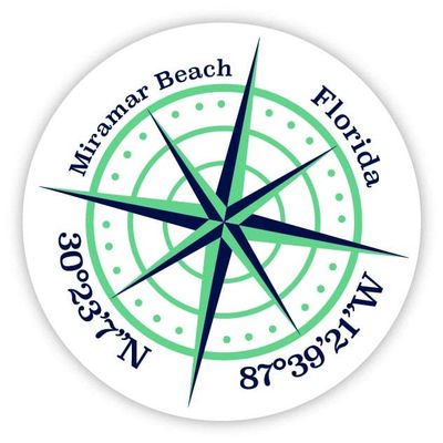 Miramar Beach Florida 2-Inch Vinyl Decal Sticker Latitude Longitude Compass Design