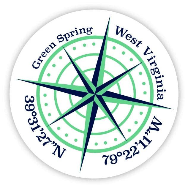 Green Spring West Virginia 2-Inch Vinyl Decal Sticker Latitude Longitude Compass Design