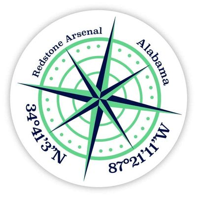 Redstone Arsenal Alabama 2-Inch Vinyl Decal Sticker Latitude Longitude Compass Design