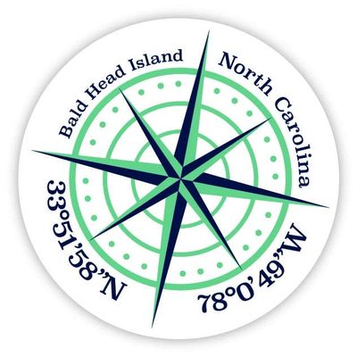 Bald Head Island North Carolina 2-Inch Vinyl Decal Sticker Latitude Longitude Compass Design