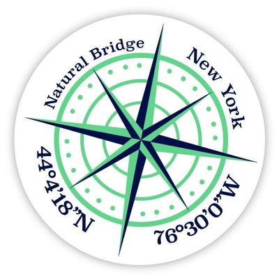 Natural Bridge New York 2-Inch Vinyl Decal Sticker Latitude Longitude Compass Design