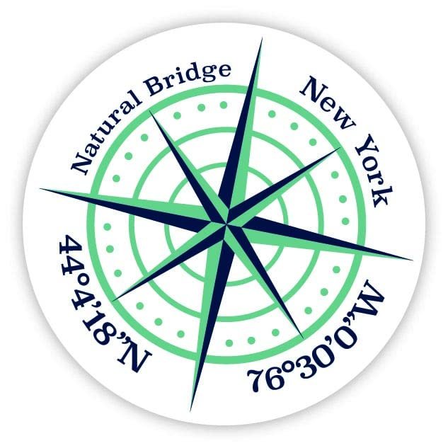 Natural Bridge New York 2-Inch Vinyl Decal Sticker Latitude Longitude Compass Design