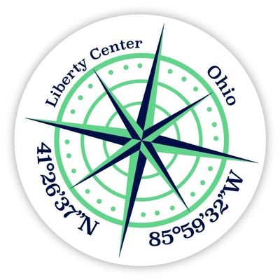 Liberty Center Ohio 2-Inch Vinyl Decal Sticker Latitude Longitude Compass Design
