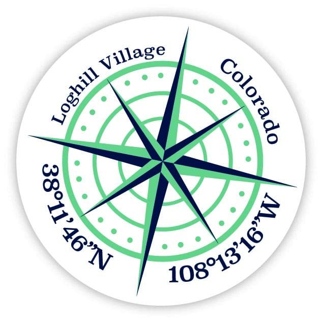 Loghill Village Colorado 2-Inch Vinyl Decal Sticker Latitude Longitude Compass Design