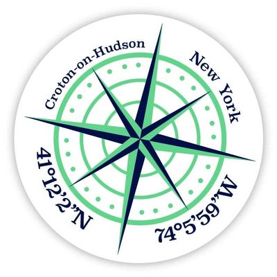 Croton-on-Hudson New York 2-Inch Vinyl Decal Sticker Latitude Longitude Compass Design
