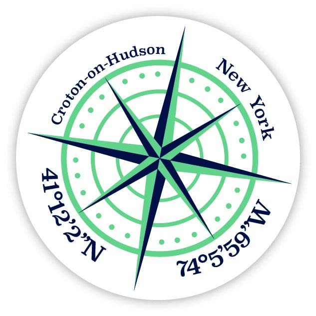 Croton-on-Hudson New York 2-Inch Vinyl Decal Sticker Latitude Longitude Compass Design