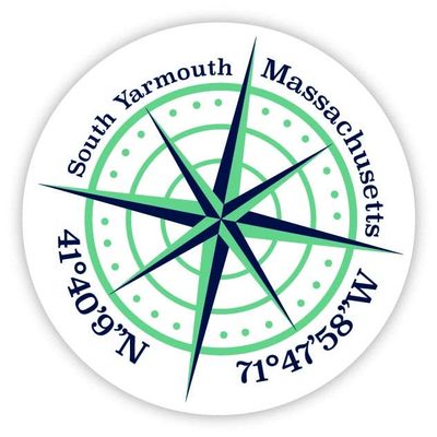 South Yarmouth Massachusetts 2-Inch Vinyl Decal Sticker Latitude Longitude Compass Design