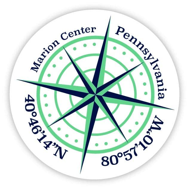 Marion Center Pennsylvania 2-Inch Vinyl Decal Sticker Latitude Longitude Compass Design