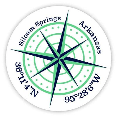 Siloam Springs Arkansas 2-Inch Vinyl Decal Sticker Latitude Longitude Compass Design