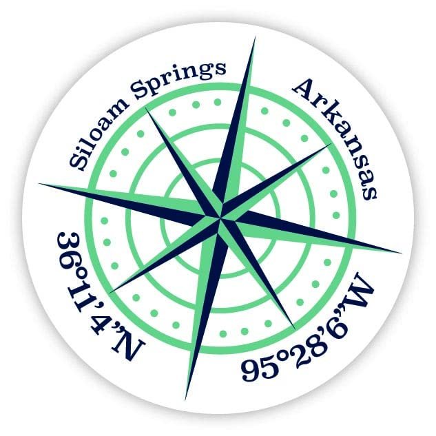 Siloam Springs Arkansas 2-Inch Vinyl Decal Sticker Latitude Longitude Compass Design