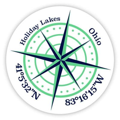 Holiday Lakes Ohio 2-Inch Vinyl Decal Sticker Latitude Longitude Compass Design
