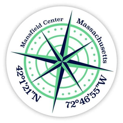 Mansfield Center Massachusetts 2-Inch Vinyl Decal Sticker Latitude Longitude Compass Design