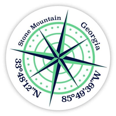 Stone Mountain Georgia 2-Inch Vinyl Decal Sticker Latitude Longitude Compass Design