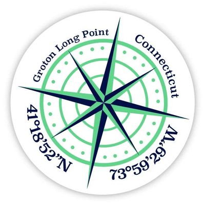 Groton Long Point Connecticut 2-Inch Vinyl Decal Sticker Latitude Longitude Compass Design