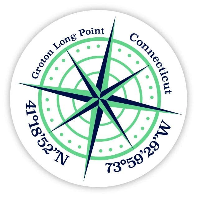 Groton Long Point Connecticut 2-Inch Vinyl Decal Sticker Latitude Longitude Compass Design