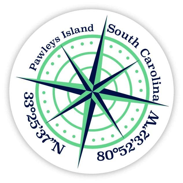 Pawleys Island South Carolina 4-Inch Vinyl Decal Sticker Latitude Longitude Compass Design