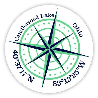 Candlewood Lake Ohio 2-Inch Vinyl Decal Sticker Latitude Longitude Compass Design