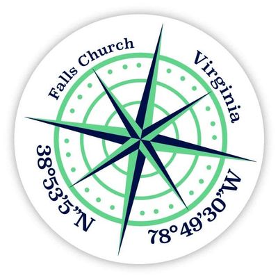 Falls Church Virginia 2-Inch Vinyl Decal Sticker Latitude Longitude Compass Design