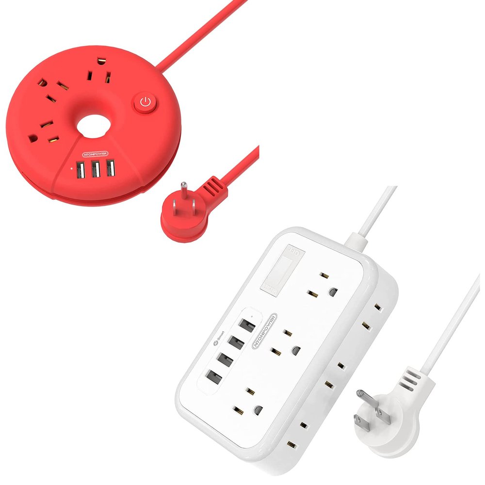 5 ft Long Cord Power Strip Bundle, NTONPOWER 6 Outlets 4 USB 5 ft Flat Plug Extension Cord Power Strip, Power Strip with 3 Outlets 3 USB 5 Ft Extension Cord Travel Power Strip