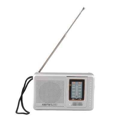 AM FM Portable Pocket Radio, Compact Transistor Radios, Best Reception, Speaker, Earphone Jack, Long Lasting, 2 AA Battery Operated for Indoor, Outdoor & Emergency Use (Silver)