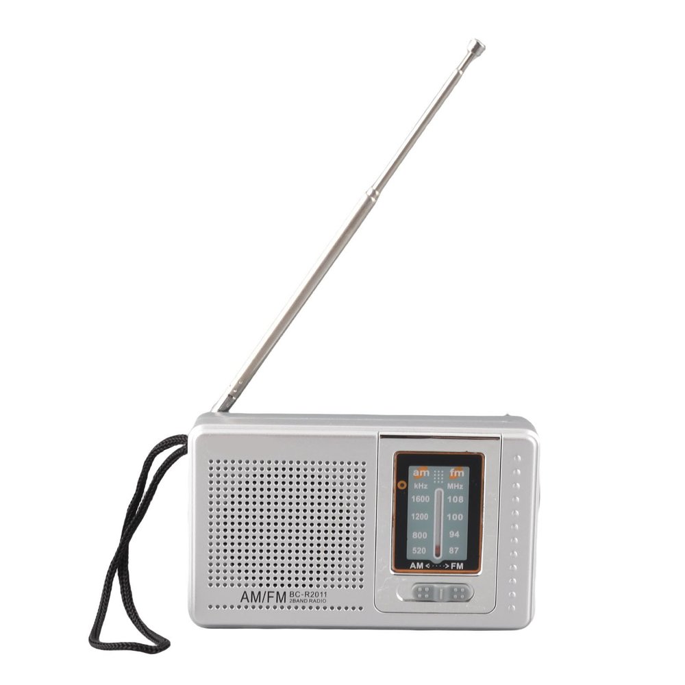 AM FM Portable Pocket Radio, Compact Transistor Radios, Best Reception, Speaker, Earphone Jack, Long Lasting, 2 AA Battery Operated for Indoor, Outdoor & Emergency Use (Silver)