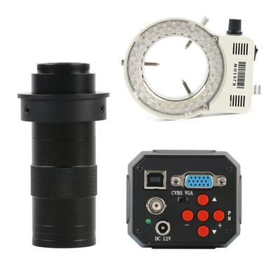 Microscope Accessories Kit 2MP 1/2.5 Inch 3 In1 Digital Industrial Microscope Camera 130X Zoom C Mount Lens Microscope Slides (Color : 130X and Light, Magnification : 40mm Ring)