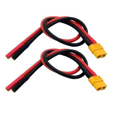 FLY RC 2Pcs XT60 Female to 4mm Banana Bullet Female Connector Adapter Cable 12awg 30cm for iSDT Charger