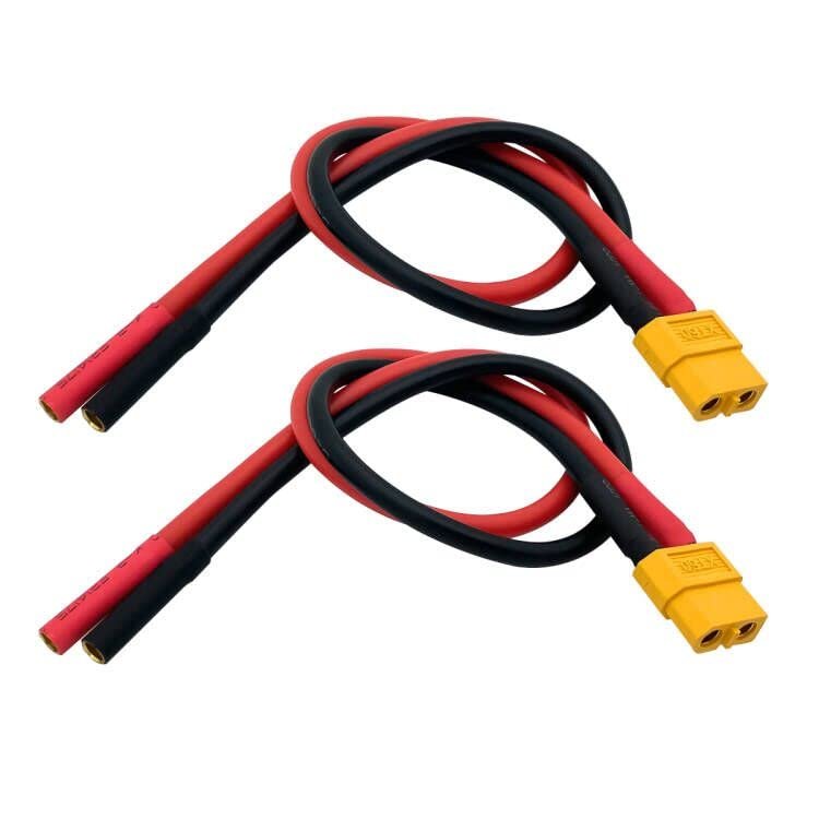 FLY RC 2Pcs XT60 Female to 4mm Banana Bullet Female Connector Adapter Cable 12awg 30cm for iSDT Charger