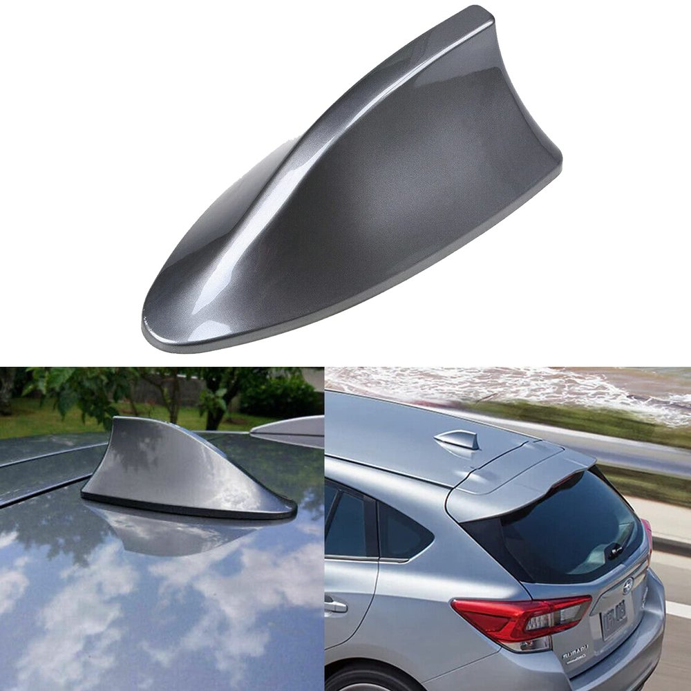 Car Roof Shark Fin Antenna FM/AM Radio Signal Shark Fin Antenna Cover Vortex Stereo Radio Aerial Signal Grey