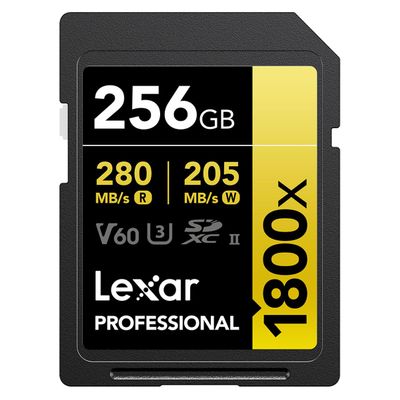 Lexar 256GB Professional 1800x UHS-II SDXC Memory Card (Gold Series)