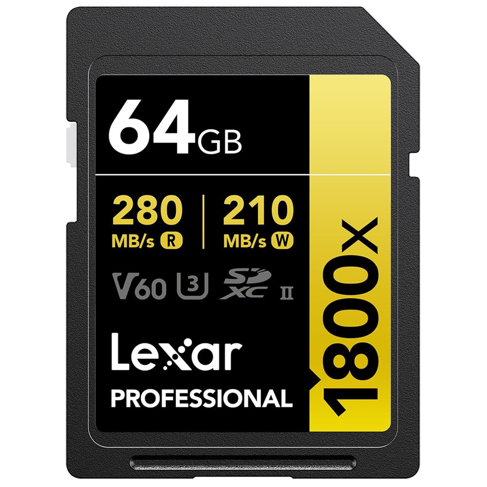 Lexar Professional 1800x SDXC UHS-II Gold Series Memory Card with 4K Video Transfer and Weatherproof Construction (64GB)
