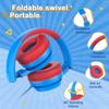 LORELEI E7 Kids Headphones with Microphone,On-Ear Wired Headset for Children/Boys/Girls,85/94dB Safe Volume,Foldable&Rotatable3.5mm Audio Jack Tangle-Free for School/iPad/Laptop/Travel (Blue&Red) view 3