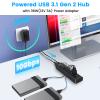 Rosonway 10 Port USB 3.1 Hub 10Gbps + RSHTECH 4 Port Powered USB 3.0 Hub view 2