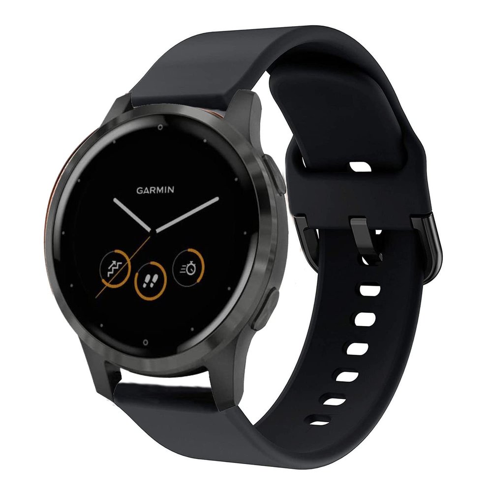 ViCRiOR Bands Compatible with Garmin Vivoactive 4S 40mm / Venu 2S Smart Watch, 18mm Quick Release Soft Silicone Fadeless Pattern Printed Floral Replacement Band for Garmin Vivomove 3S, Black