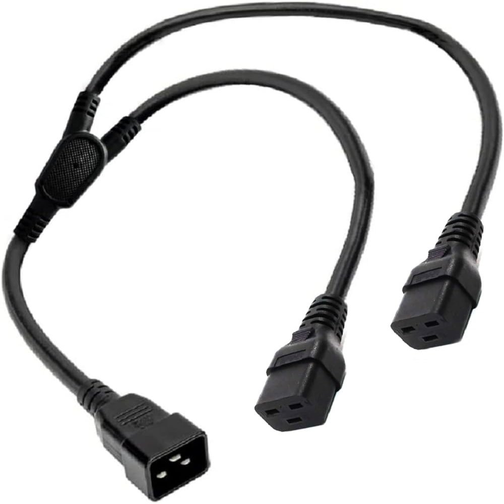 Toptekits C20 to 2XC19 Y Splitter Power Cord- 3ft/1m Server/PDU IEC Y Split Dual IEC Double,Multi IEC Cable, C19 Power Strip,12AWG,UL Listed(C20 to 2X C19 Cord 3ft)