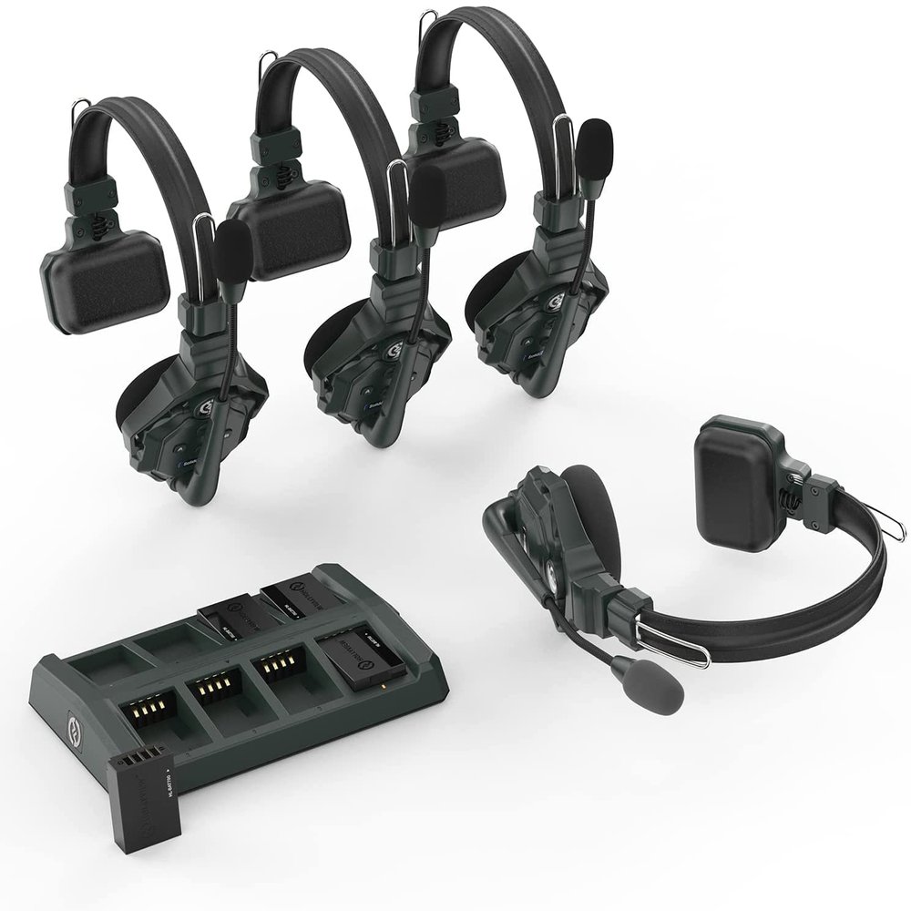 Hollyland Solidcom C1-4S Full-Duplex Wireless DECT Intercom System with 4 Headsets (1.9 GHz) 1000ft Coverage Zone DECT6.0 Technology Wideband Clear Audio Quality