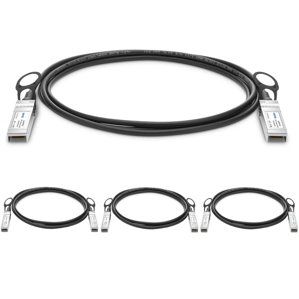 QINIYEK 10G SFP+ DAC Twinax Cable, Direct Attach Copper(DAC) Passive Cable, Compatible with Cisco SFP-H10GB-CU 2M, Ubiquiti UniFi, Supermicro, Netgear, Mikrotik,3 Meter(10ft) -4 Pack