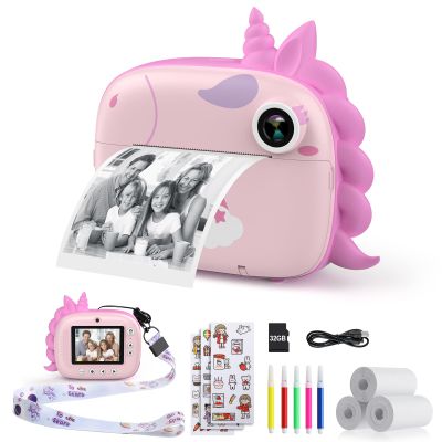 HiMont Kids Camera Instant Print, Selfie Digital Camara for Kids with Print Paper & 32G Card, 2.5K Video & Instant Print Camera with Color Pens for DIY, Fun Gift for Girls Boys 3-12 Years Old (Pink)