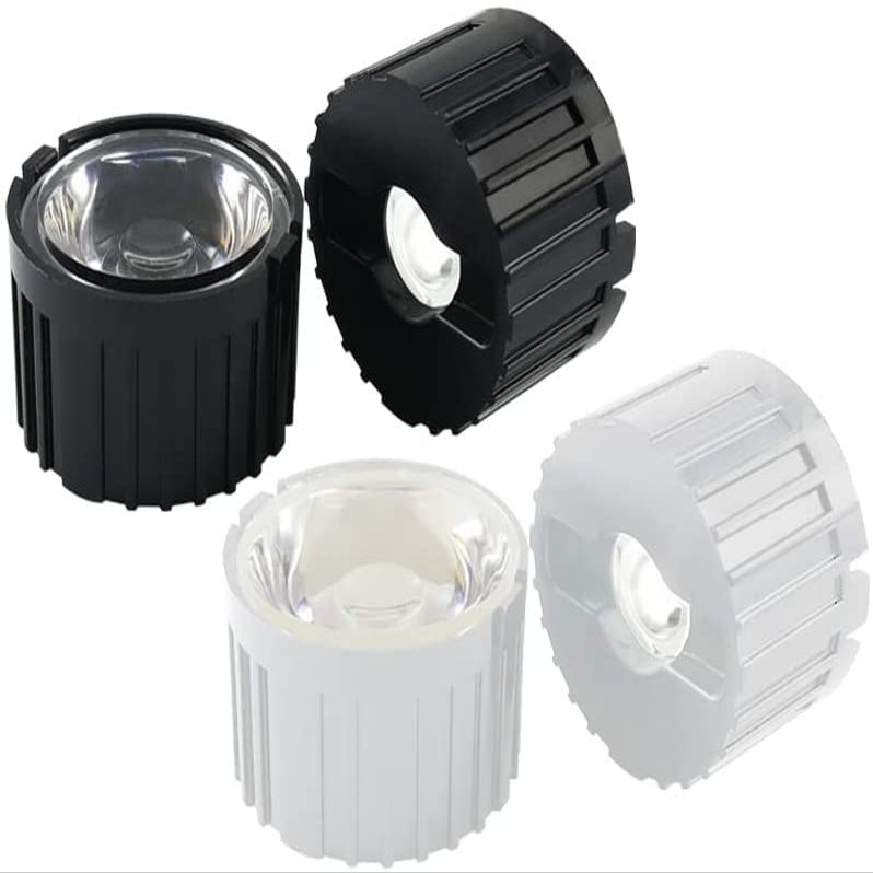 TOPXCDZ 50PCS High Power 1W 3W 5W LED Lens 20MM PMMA Lenses with Bracket 5 15 25 30 45 60 90 120 Degree for 1 3 5 Watt Light Beads (8 Degree, White Bracket)