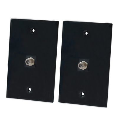 BOPLAT Coax Cable Wall Plate Grossy Black - 1 Port Coaxial TV Outlet Cover Plate 1 Gang for Cable TV/Antenna(2-Pack)