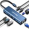 Hiearcool USB C Hub, 8in1 USB-C to 4K 60Hz HDMI Docking Station, USBC Ethernet Multi-Port Adapter 100W PD Dock Compatible for MacBook Pro Air M1 Dell HP Lenovo and Other C Devices-Midnight Blue