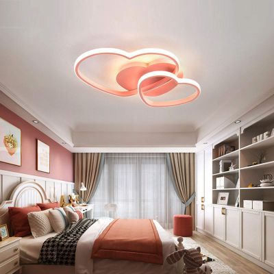YIYIBYUS Morden LED Ceiling Light Heart Bedroom Acrylic Lamp Decor with Remote,ren's Room Lamp Ceiling Light Cartoon Ceiling Lighting Lampshade,ren's Room Baby Bedroom (Pink (Type B))